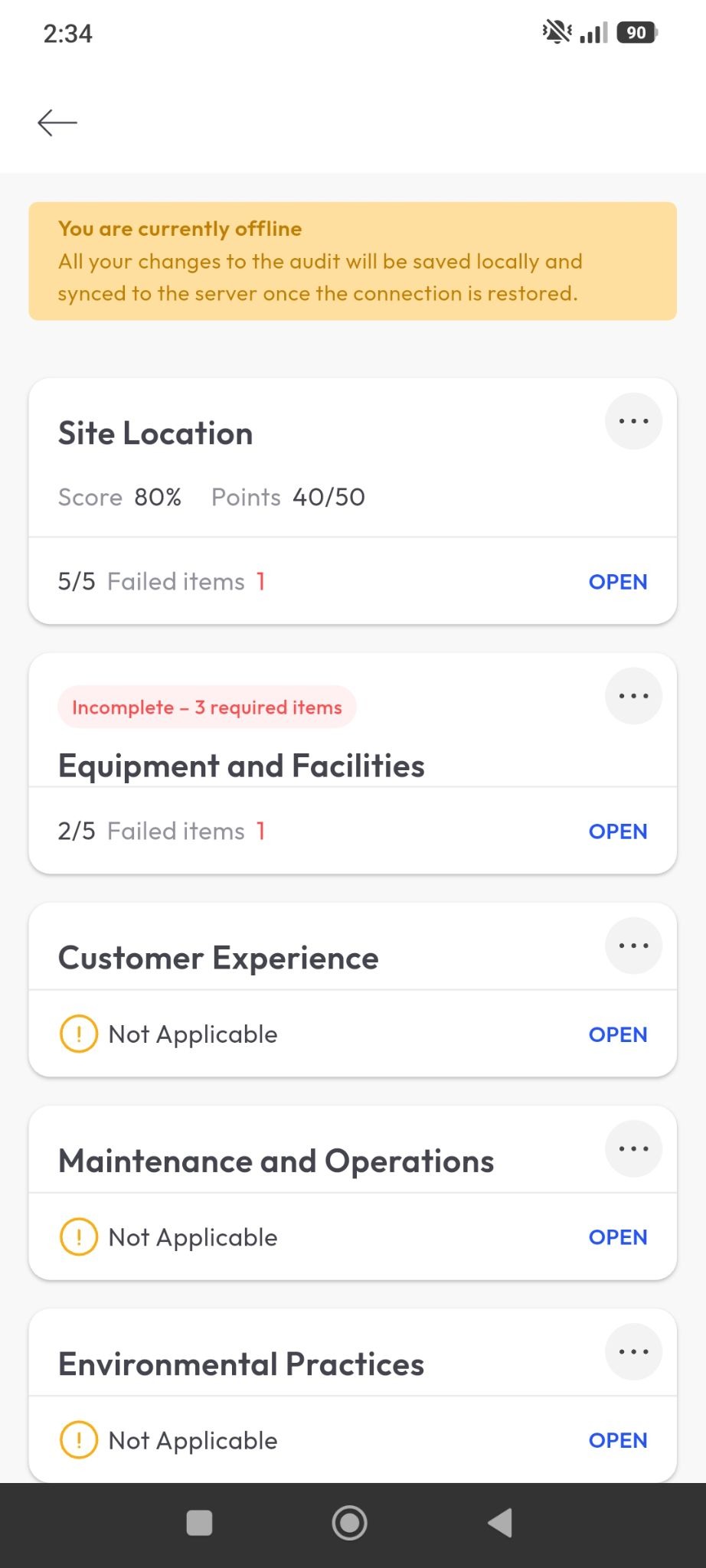 conducting an audit in the offline mode
