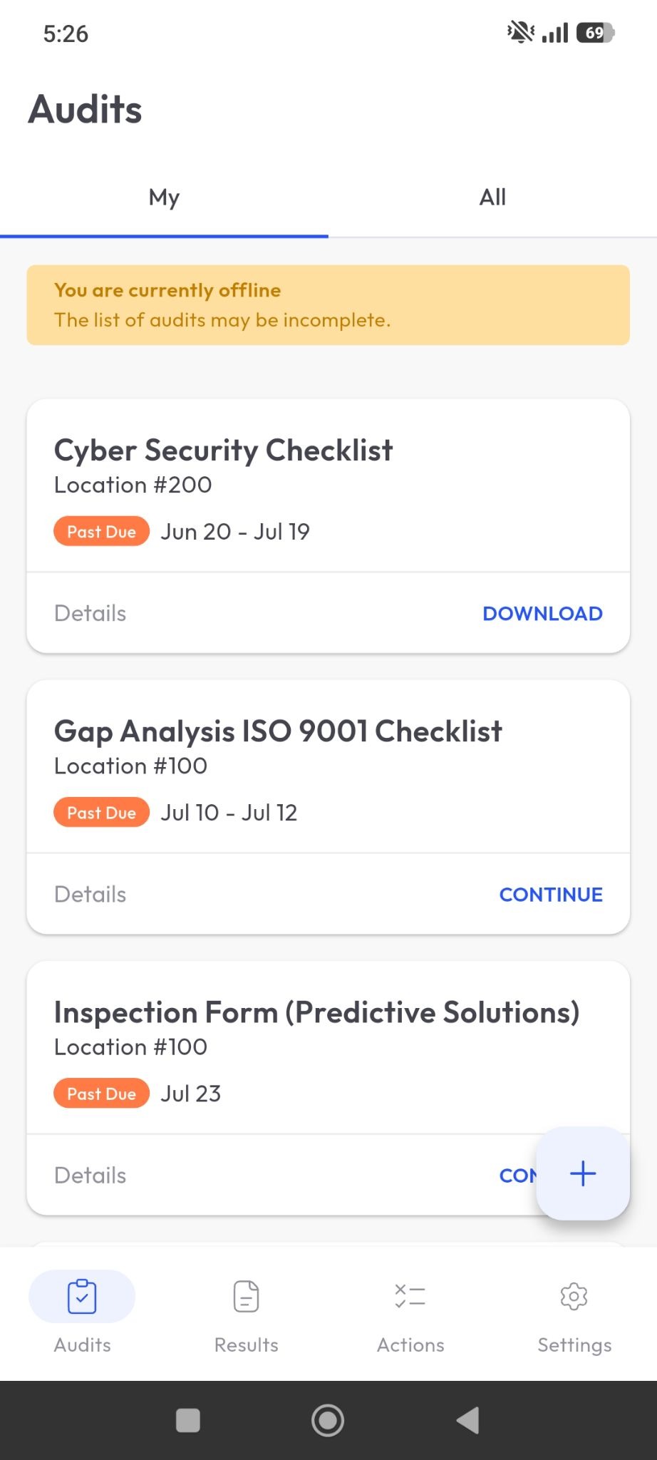 Conducting an audit on a mobile inspection app