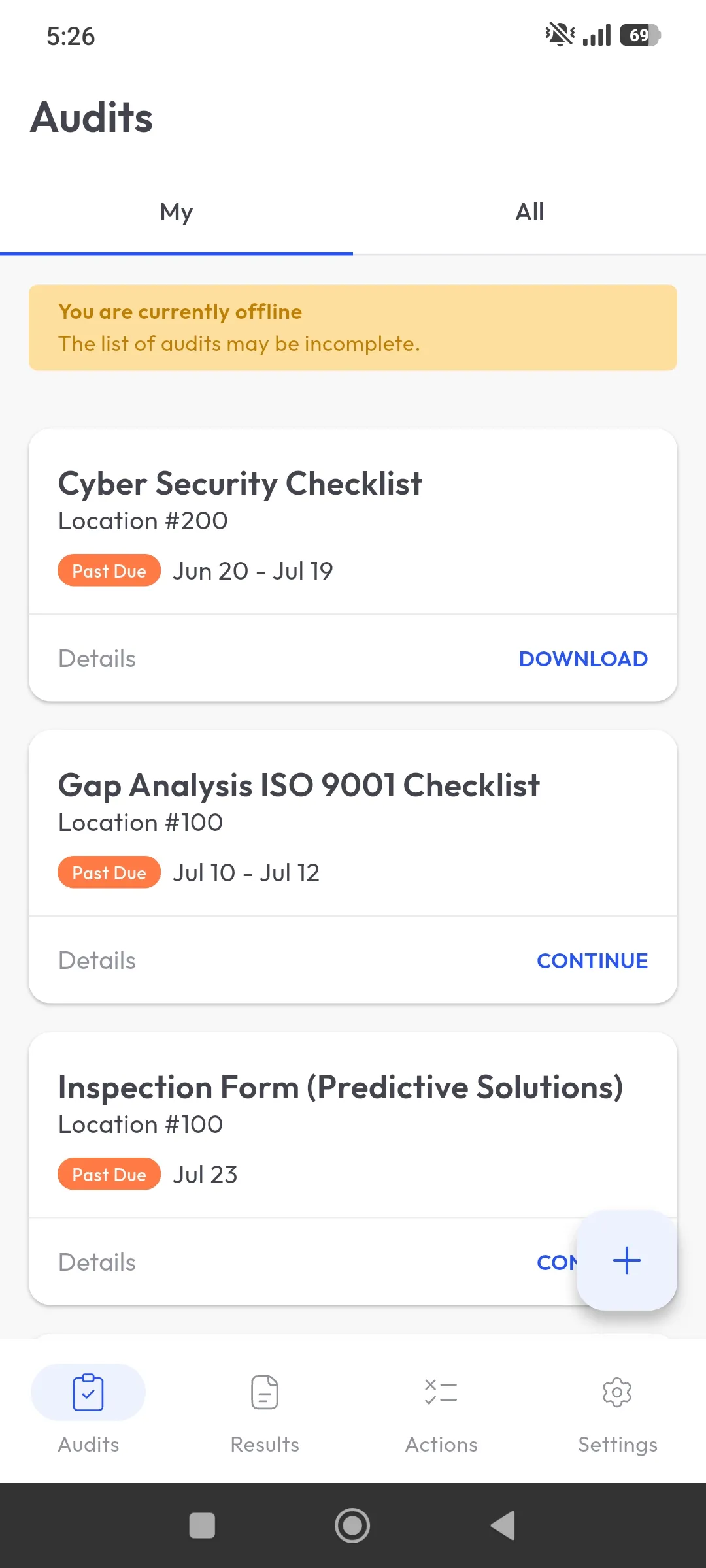 Conducting an audit on a mobile inspection app