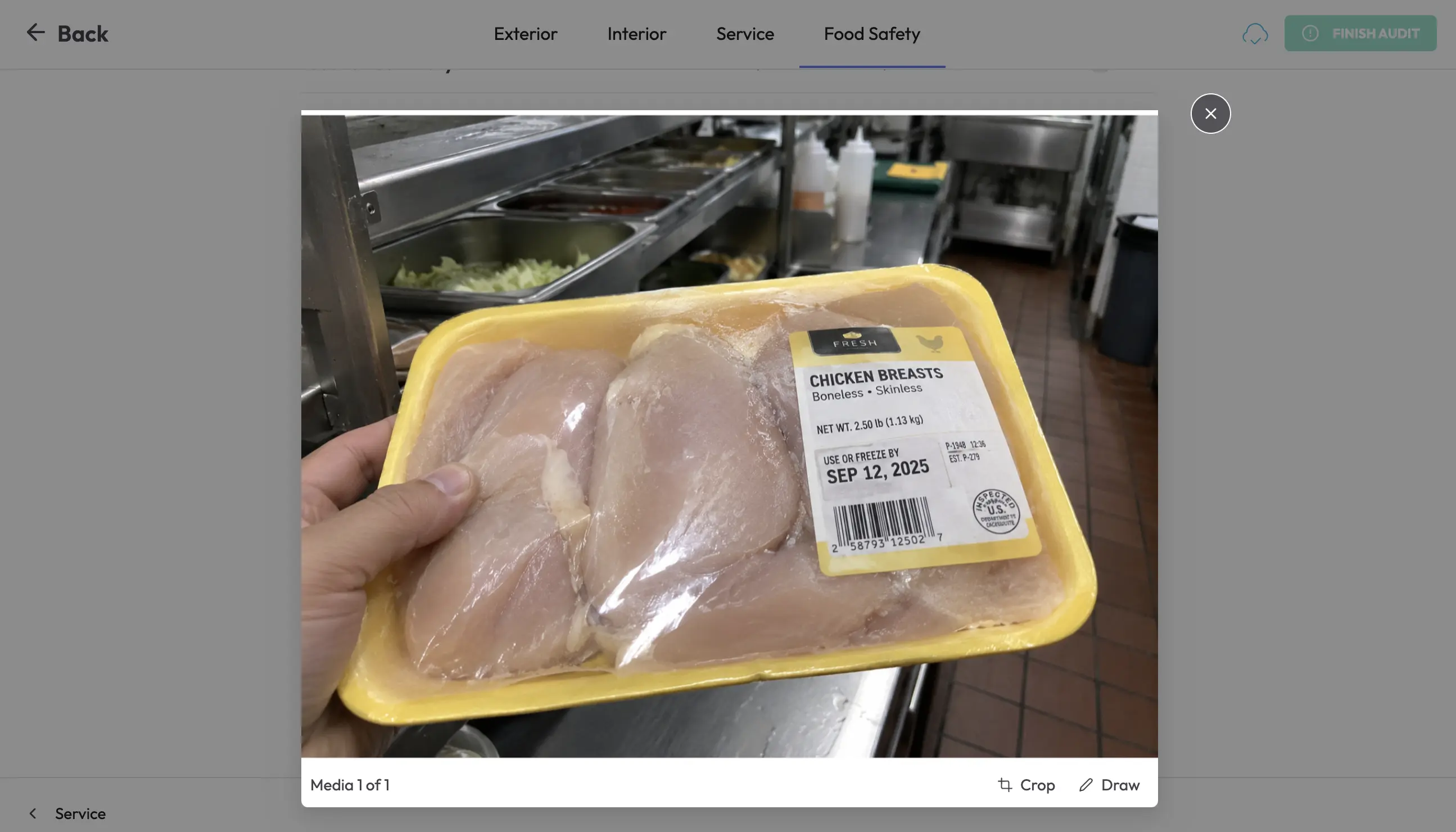 Digital checklist requiring a photo as inspection evidence