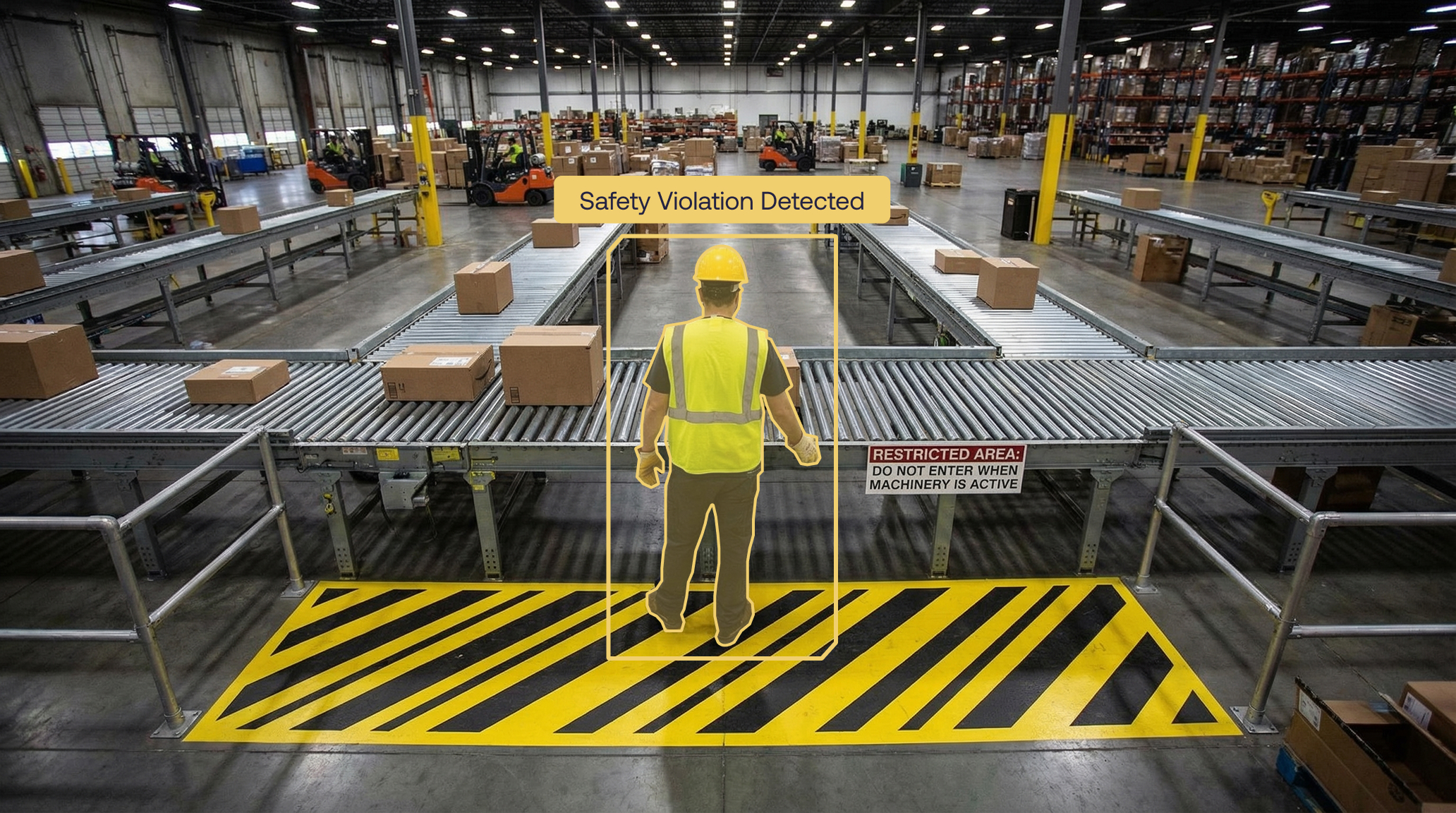 Maneva ALIS AI agent detecting a worker entering a restricted machinery zone before lockout/tagout verification