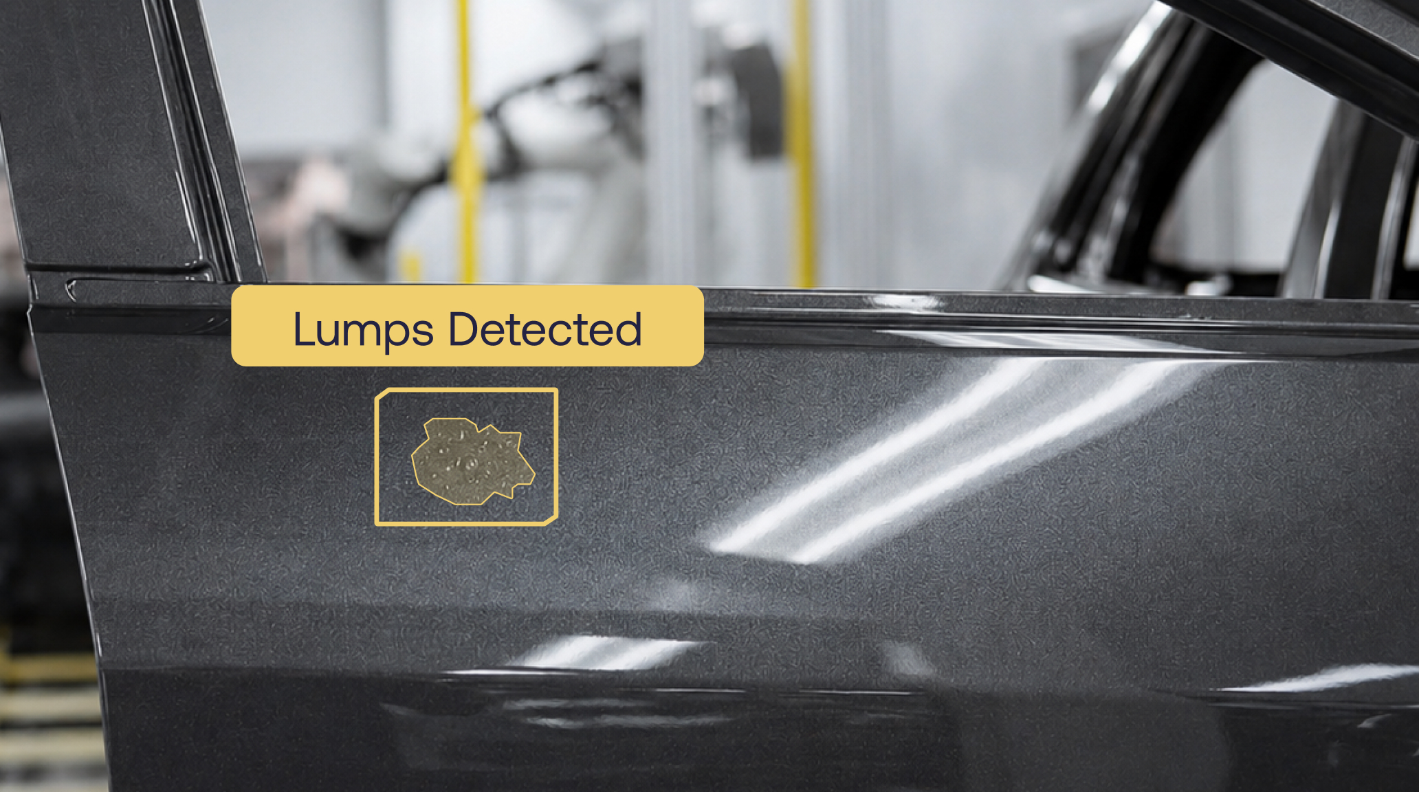 Maneva VITA AI agent detecting paint lumps on an automotive body panel for cost-of-quality intervention at the source