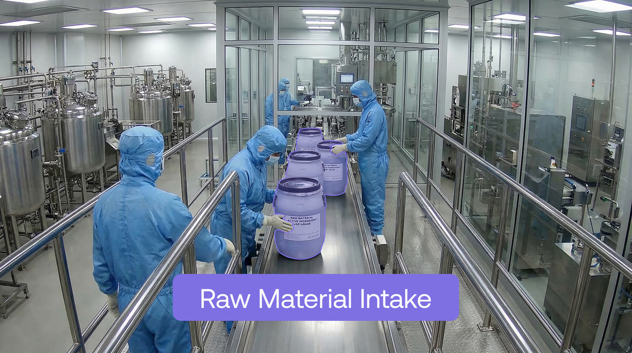 Maneva VITA AI agent inspecting every unit on a pharmaceutical cosmetic production line for 100% quality coverage