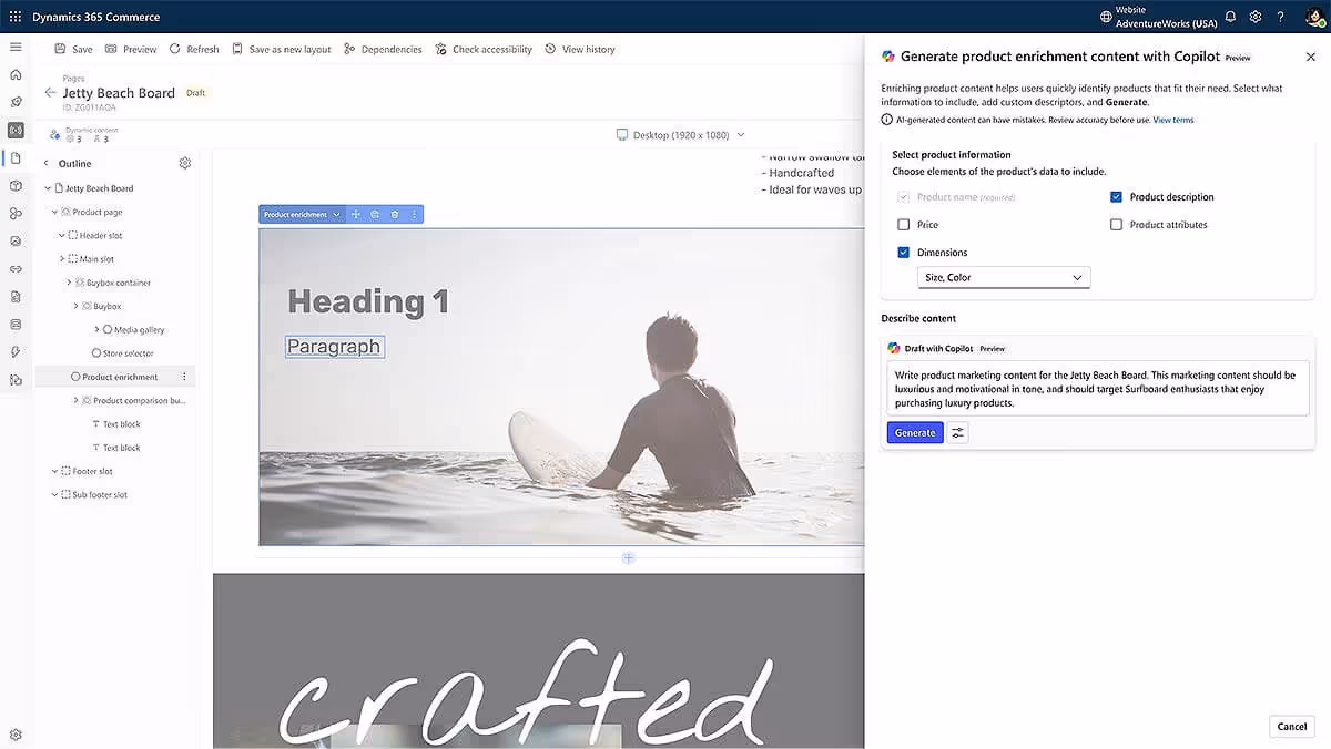 Dynamics 365 Commerce feature: AI-driven personalization (Copilot)