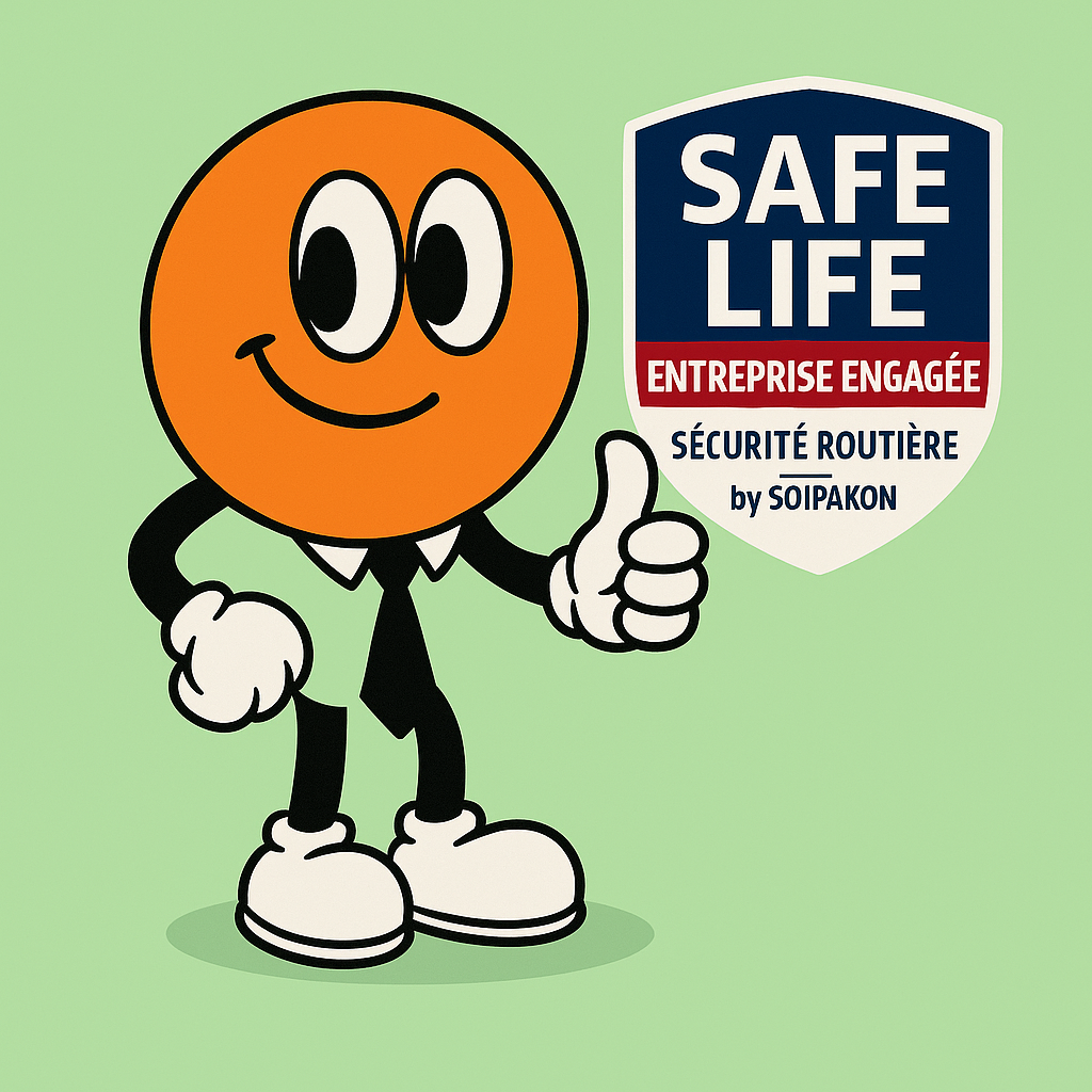 a character with safe life label icon