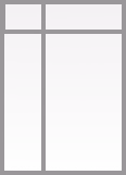 Simple grid layout icon with two vertical columns and one horizontal row dividing the top area.