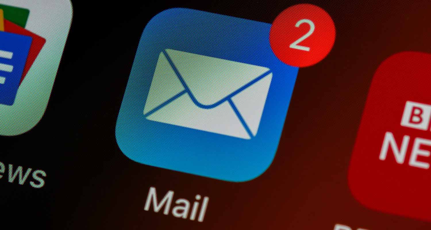Image of an email icon on a mobile device