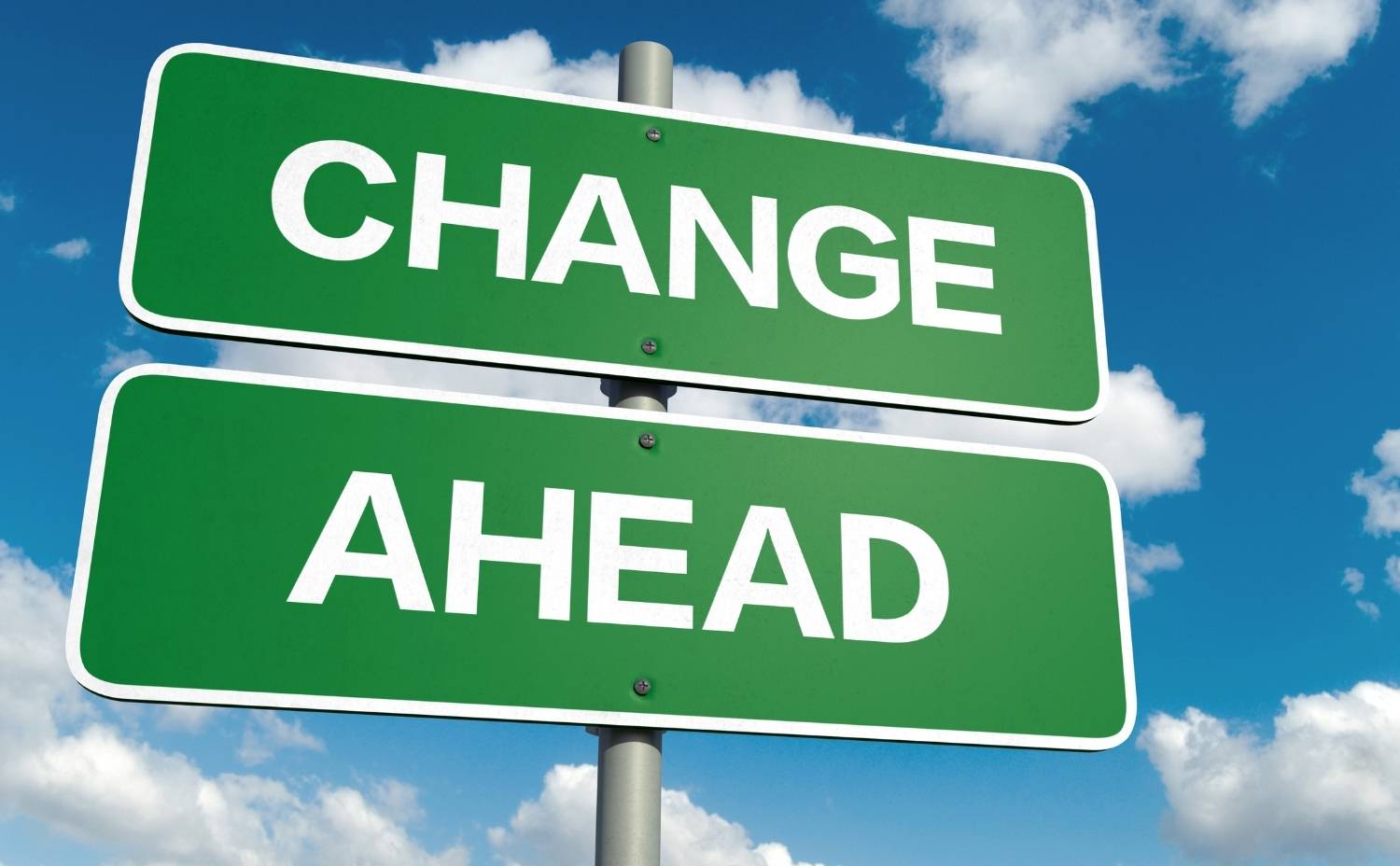 a road sign saying 'change ahead'