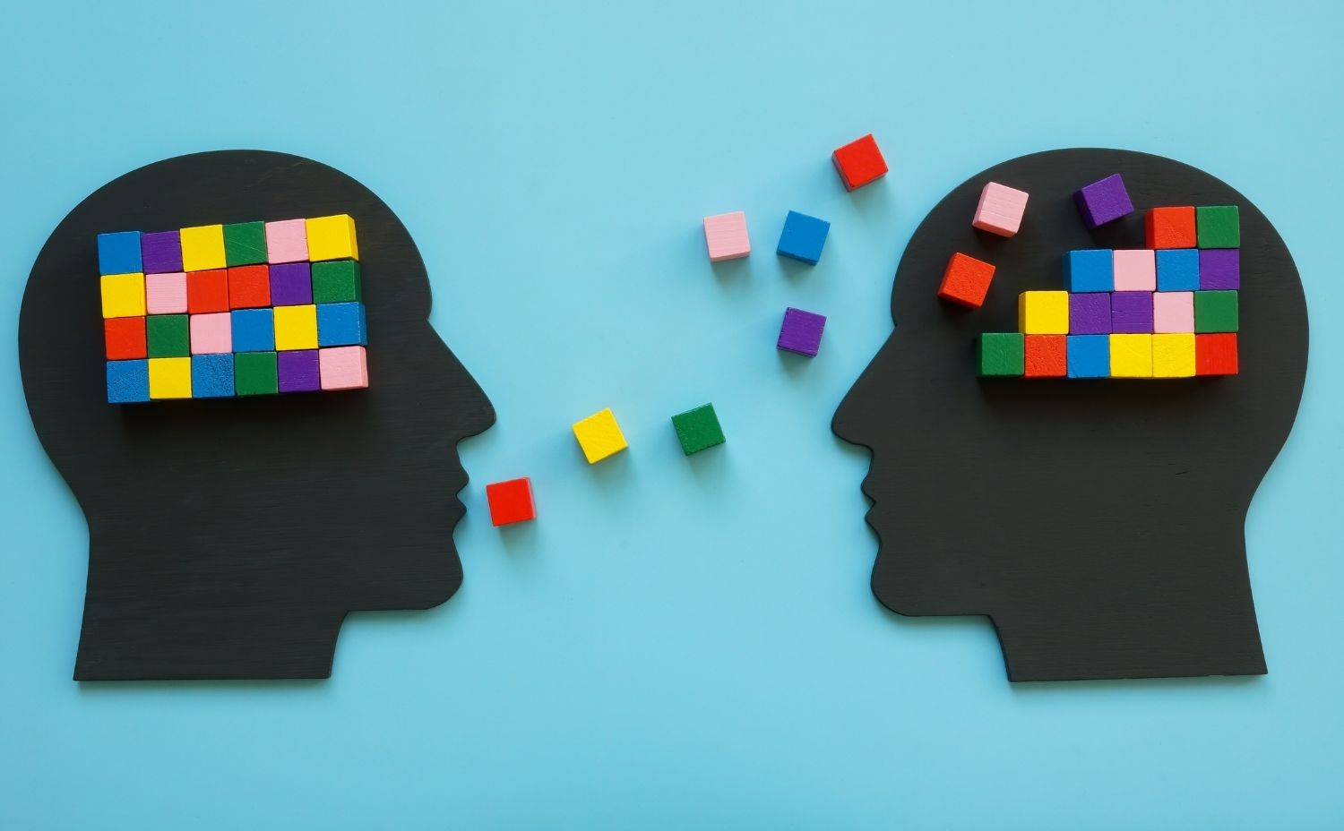 schematic of two heads sharing ideas