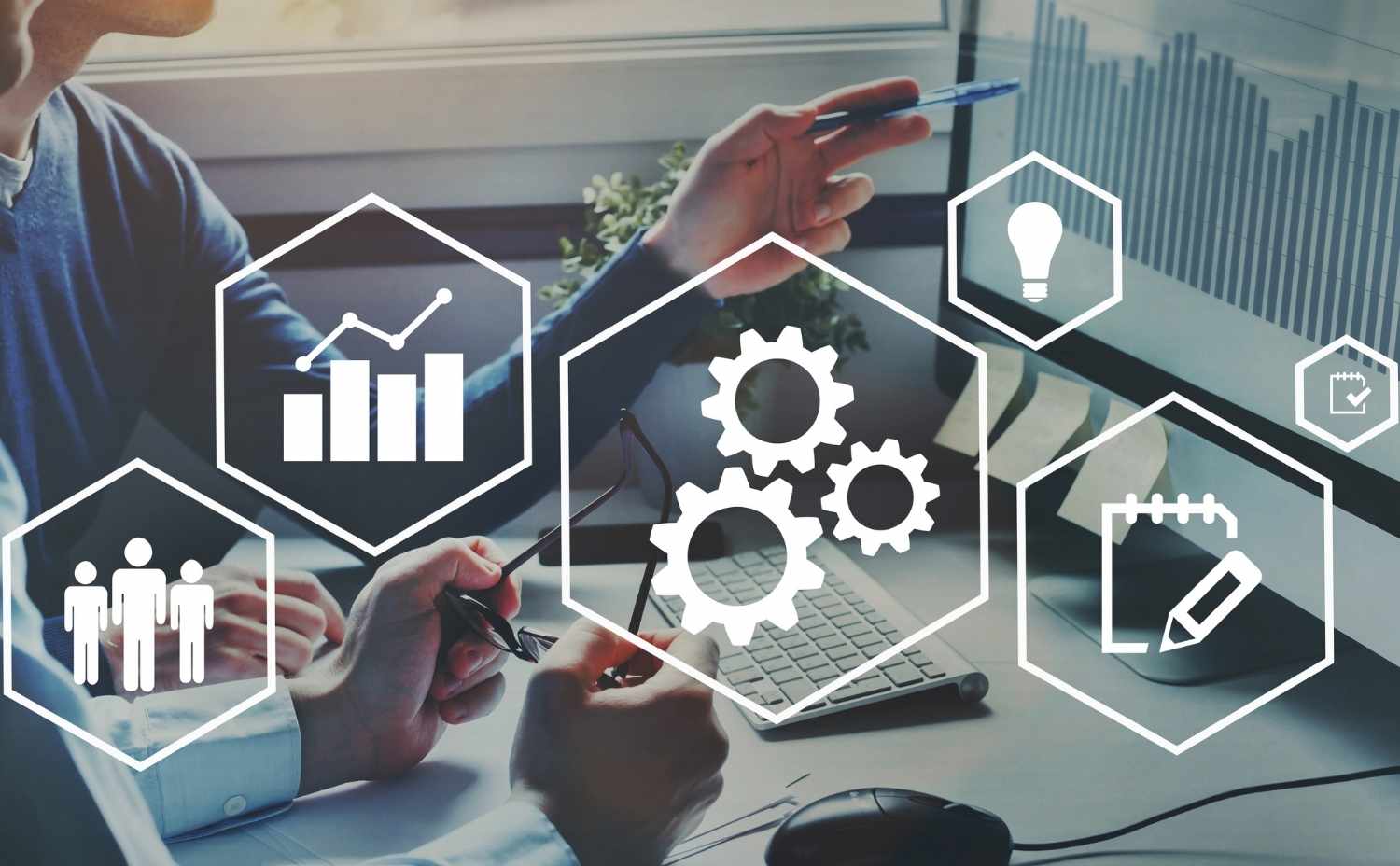 a computer edited image of two people conducting a due diligence process