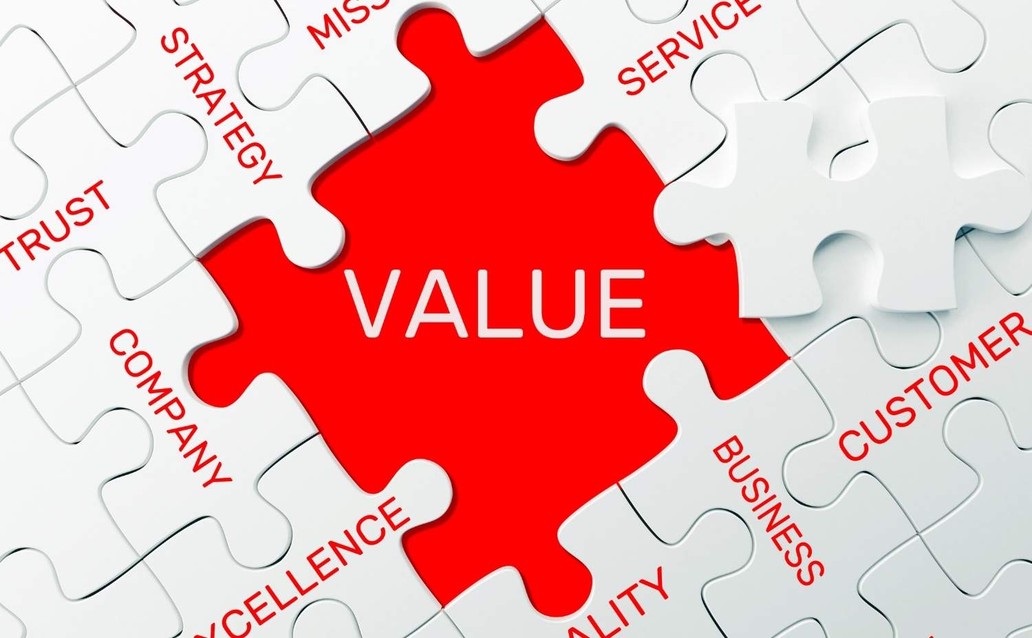 a jigsaw puzzle with a missing piece labelled value