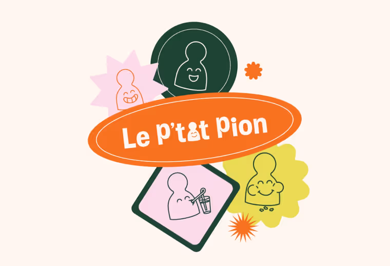 Stickers de l'identité visuelle du bar à jeux Le P'tit Pion