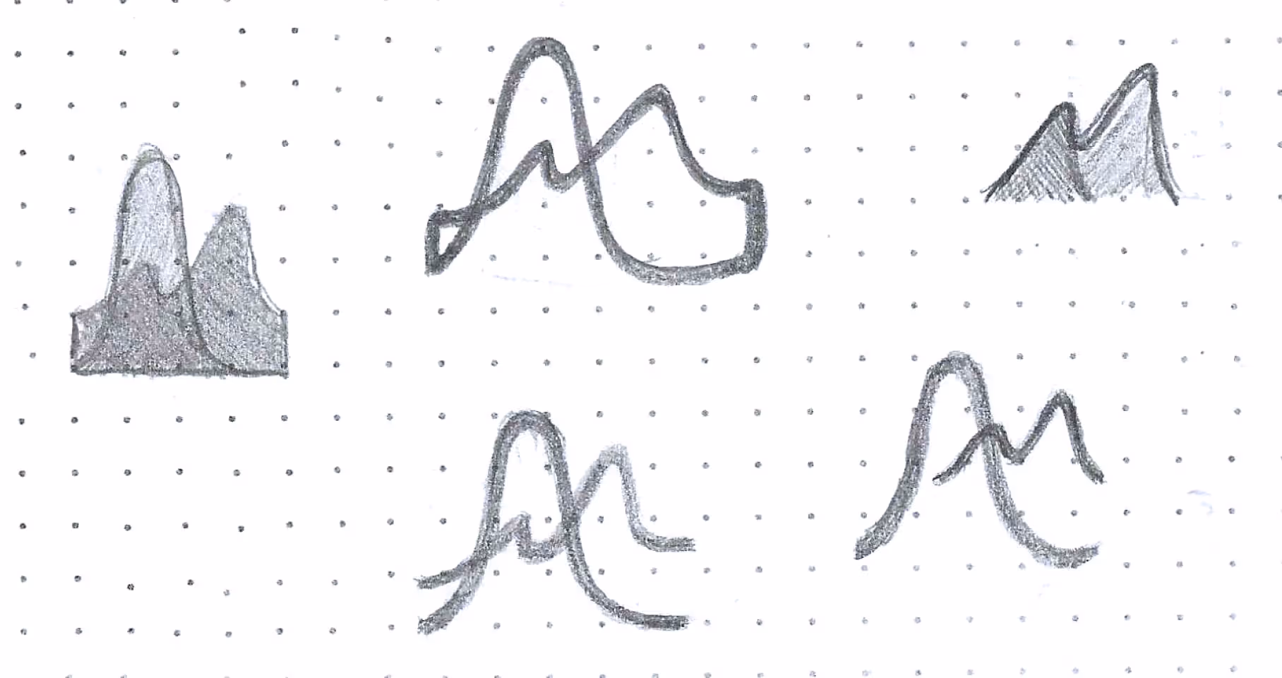 Croquis réalisés lors de la recherche et la création du logo du P'tit Pion