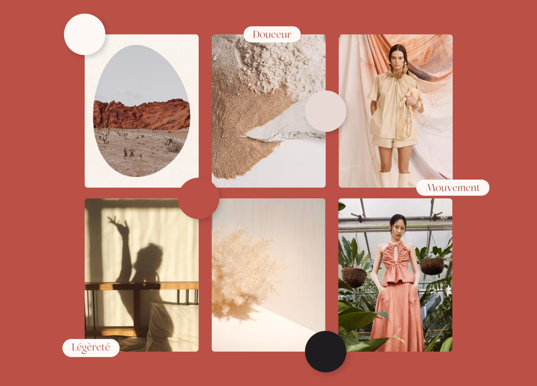 Moodboard pour le site web Atelier Clara M
