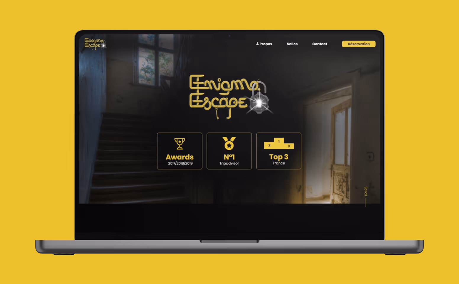 Page d'accueil du site web Enigma Escape