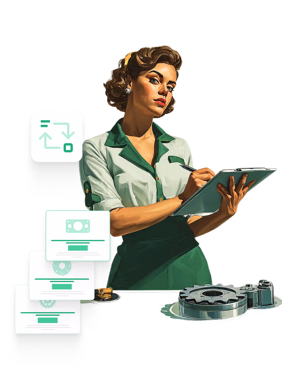 Woman working holding a clipboard