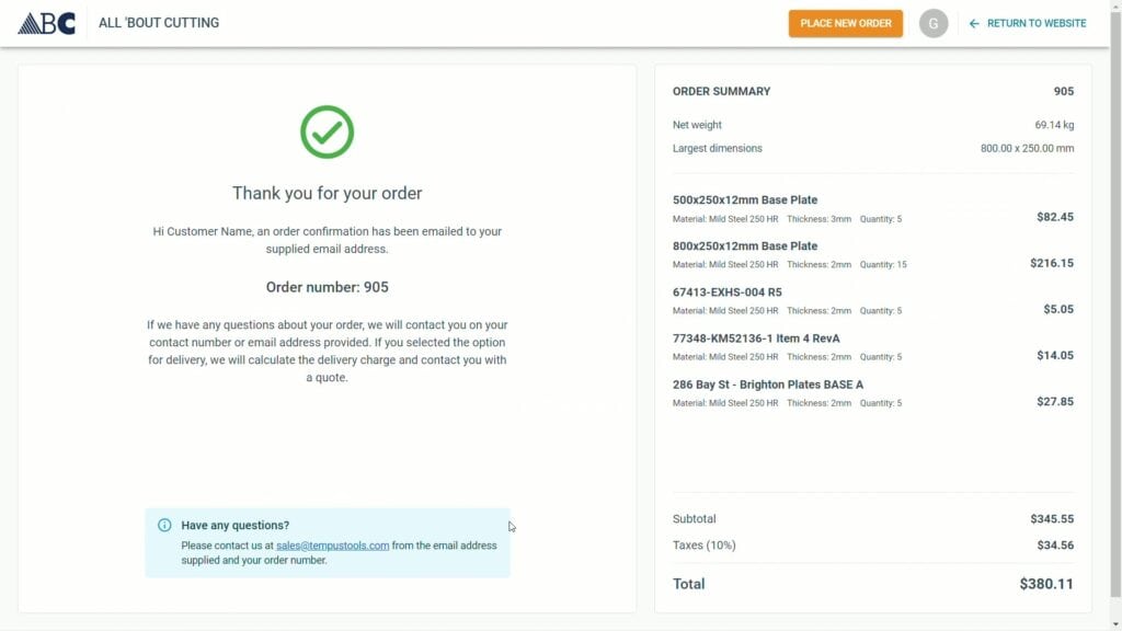 With Web Store, by Tempus Tools, laser cutting businesses can enable their customers to submit orders online, 24/7, with accurate pricing.