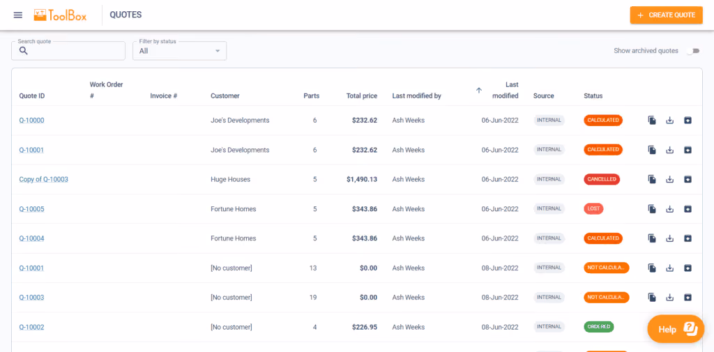 ToolBox, by Tempus Tools, allows job shops to keep track of quotes, orders, and invoices.
