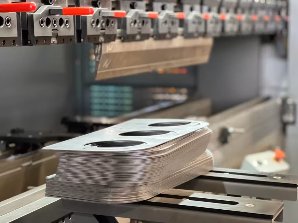 Laser cut parts ready for folding at the brake press