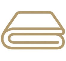 Simple icon of a folded blanket in beige color.