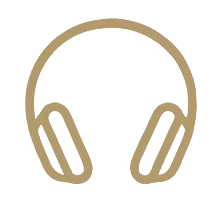 Simple icon of headphones in beige color.