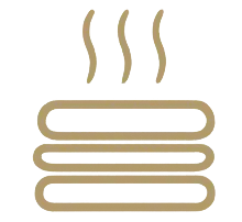 Icon of a steaming folded towel symbolizing warmth or heat.