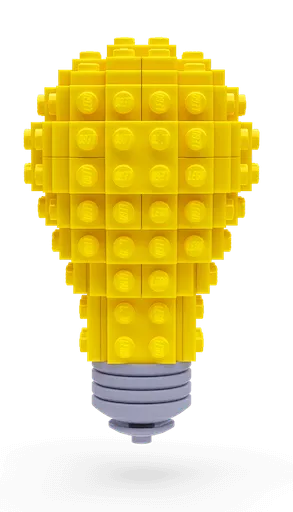 Red LEGO lightbulb icon.