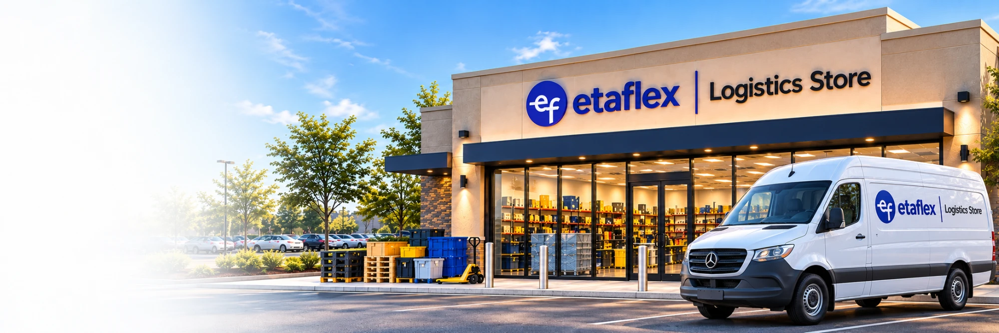 EtaFlex Logistics Store with a branded delivery van