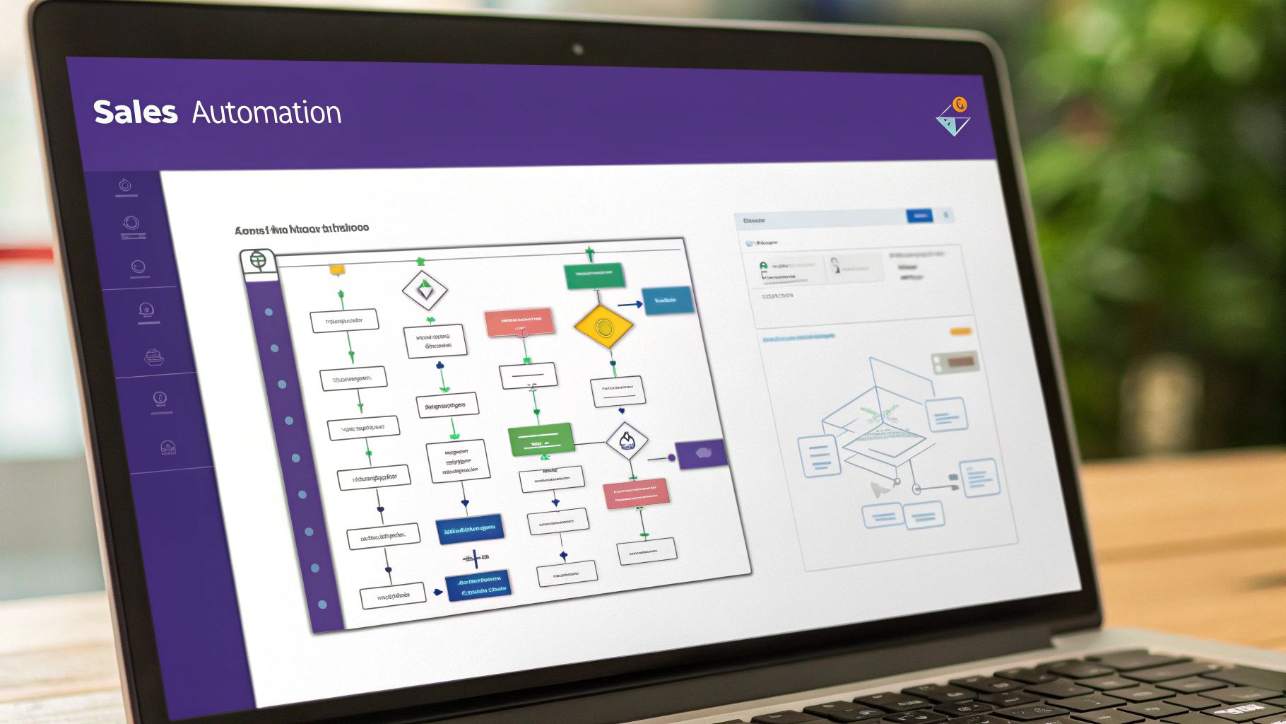 A sales manager coaching a team member in a modern office setting, looking at data on a tablet.