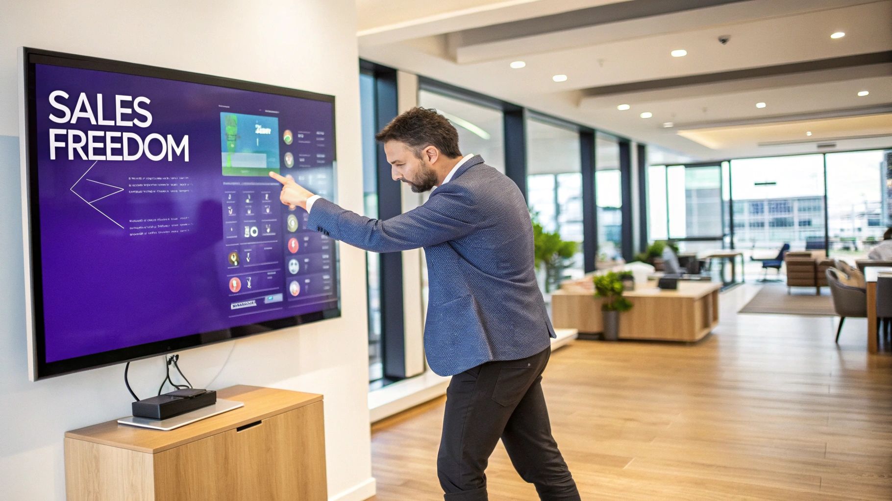A team collaborating around a computer screen, illustrating the process of automating sales workflows.