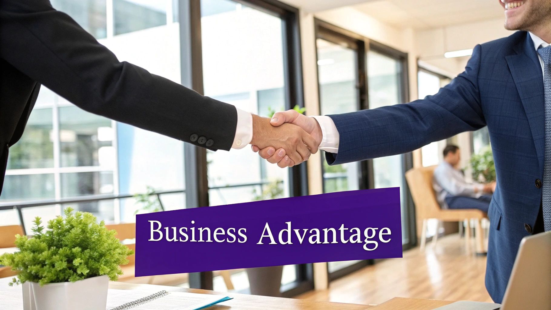Two people shaking hands in an office, symbolizing a strong client rapport.