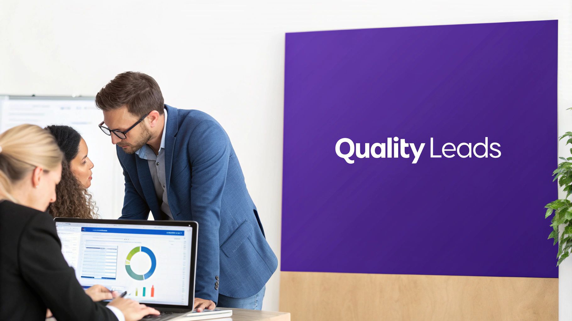 A person looking at a digital interface with charts and graphs, representing modern B2B lead generation tactics.