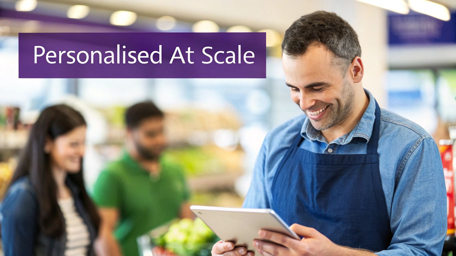 A person using a laptop with multiple icons representing different customer communication channels floating around it.