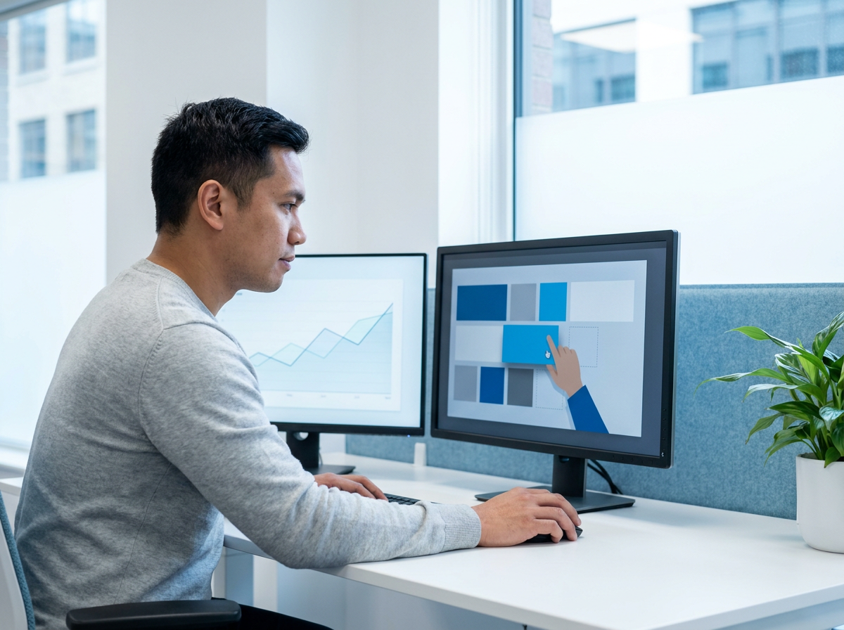 A Stellar Staff digital marketing virtual assistant building an email campaign and checking reporting