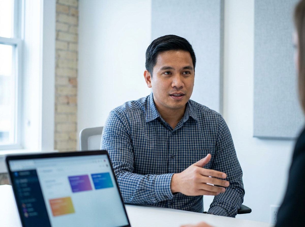 A virtual sales assistant candidate in a Stellar Staff CRM proficiency check