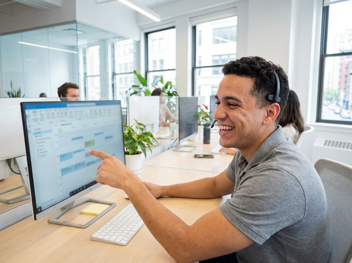 A Stellar Staff call center virtual assistant booking an appointment while the caller is still on the line