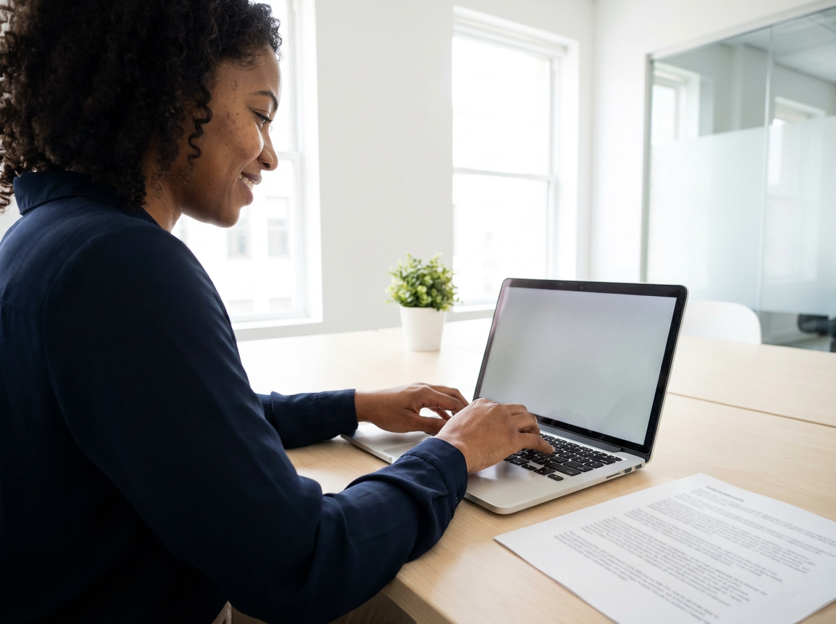 A Stellar Staff copywriting virtual assistant drafting a post from an approved brief