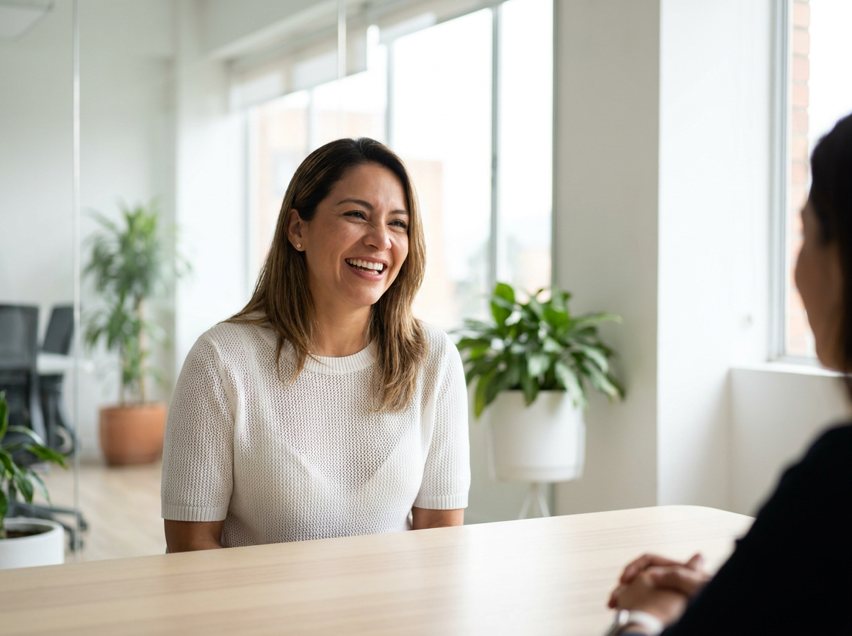 A customer service virtual assistant candidate in a Stellar Staff interview