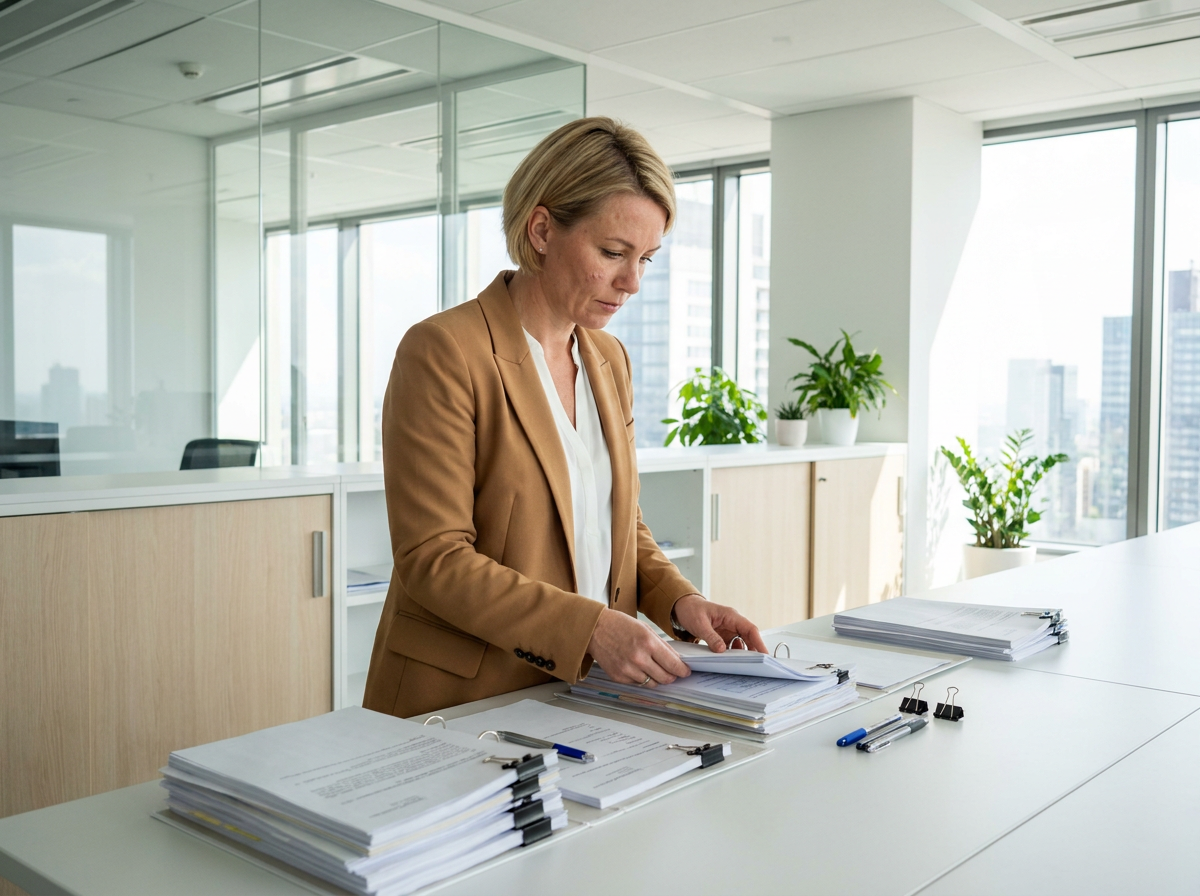 A Stellar Staff virtual assistant assembling client review packets for an advisory practice