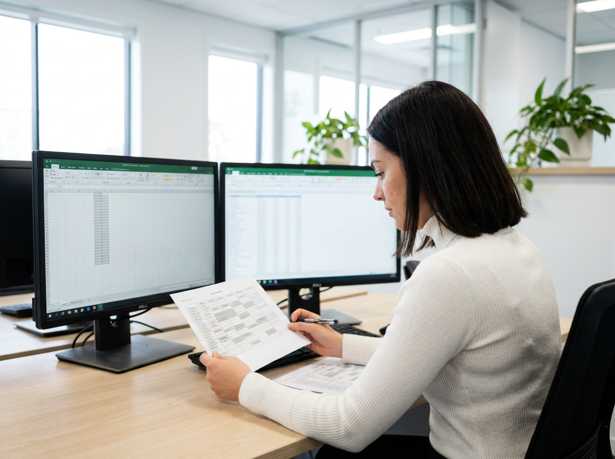 A Stellar Staff accounting virtual assistant checking client ledgers against a firm's schedule