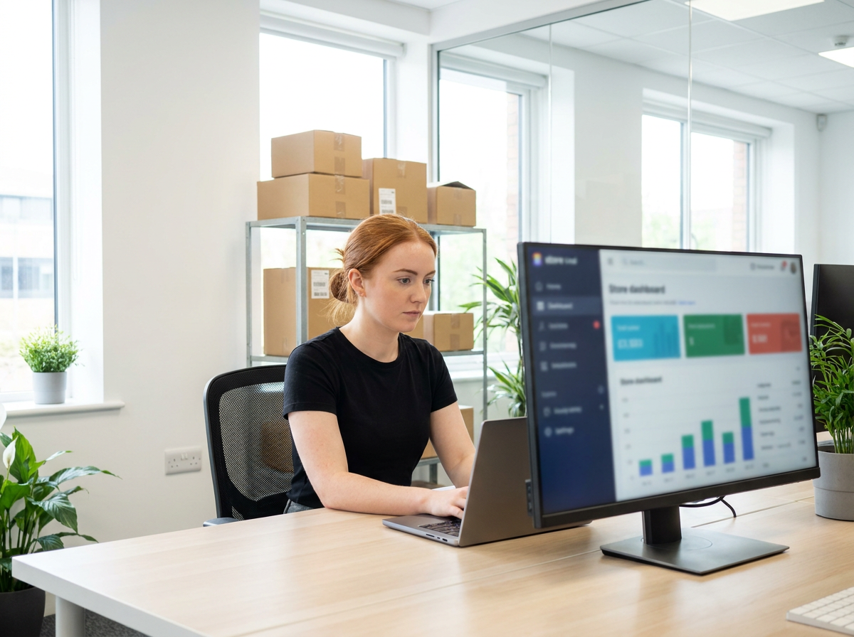 A Stellar Staff ecommerce virtual assistant working the daily order queue and store dashboard