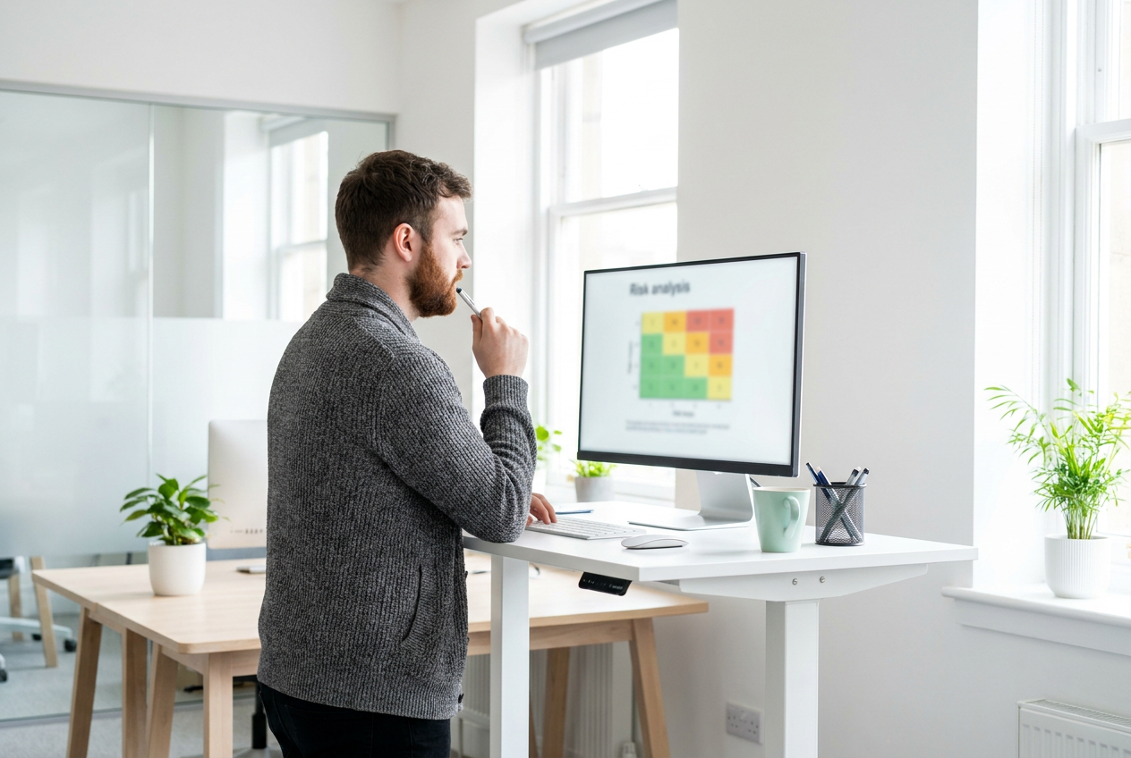 Accountant analyzing financial risk