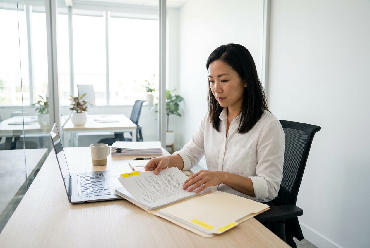 Accountant handling tax compliance documents