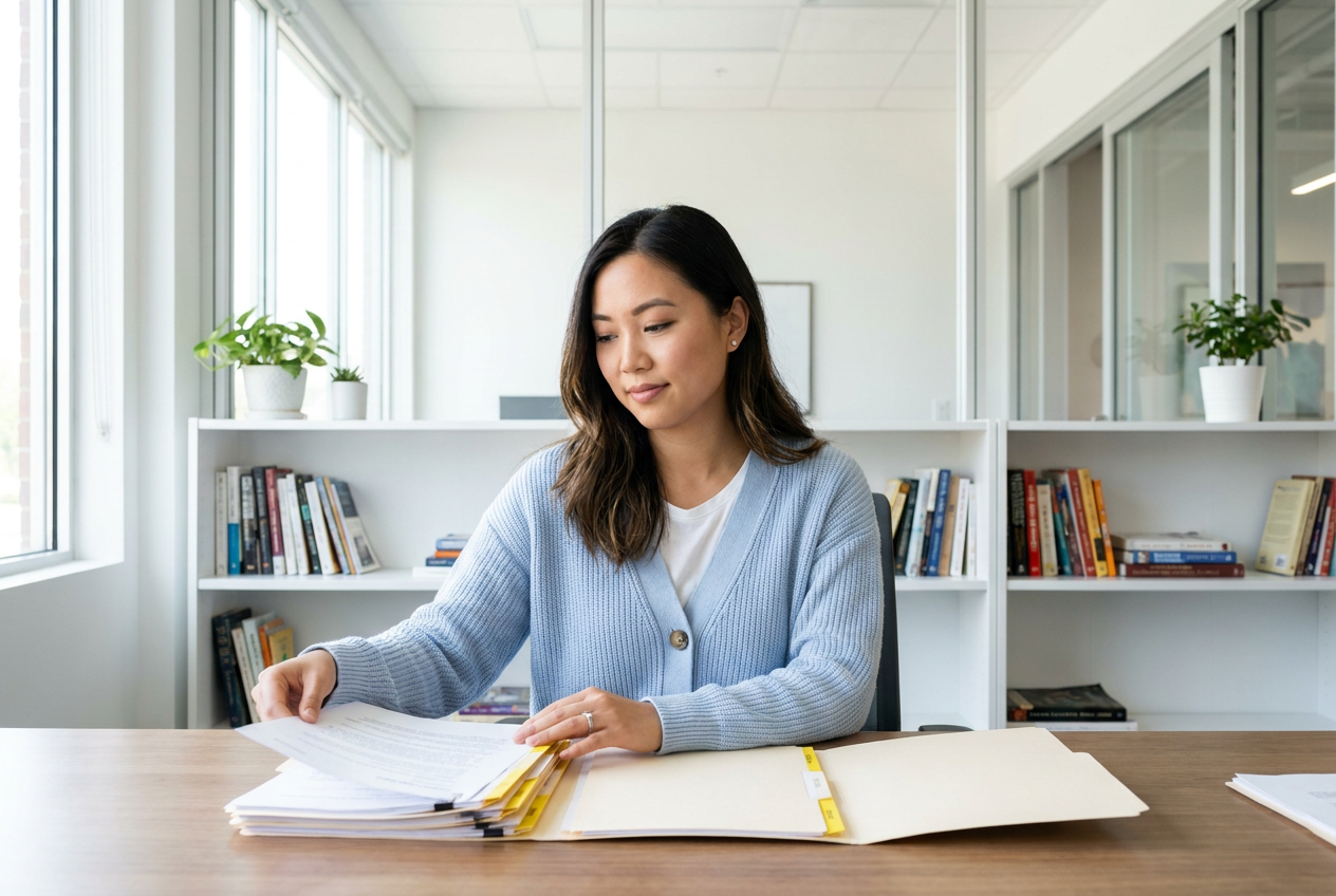 Dedicated legal virtual assistant working for a law firm