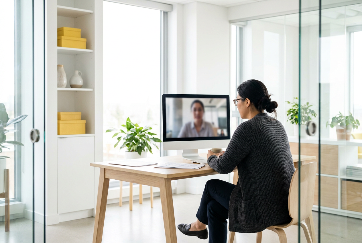 Virtual CPA meeting a client over video call