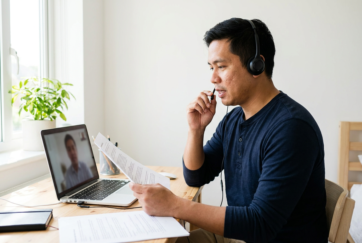 A real estate ISA candidate in a Stellar Staff mock lead call and CRM skills check