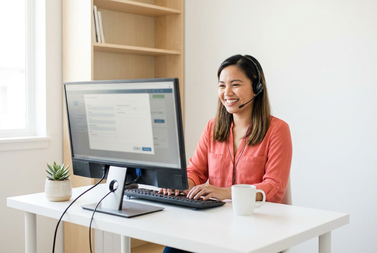 A Stellar Staff real estate ISA calling a new online lead and logging the conversation in the CRM
