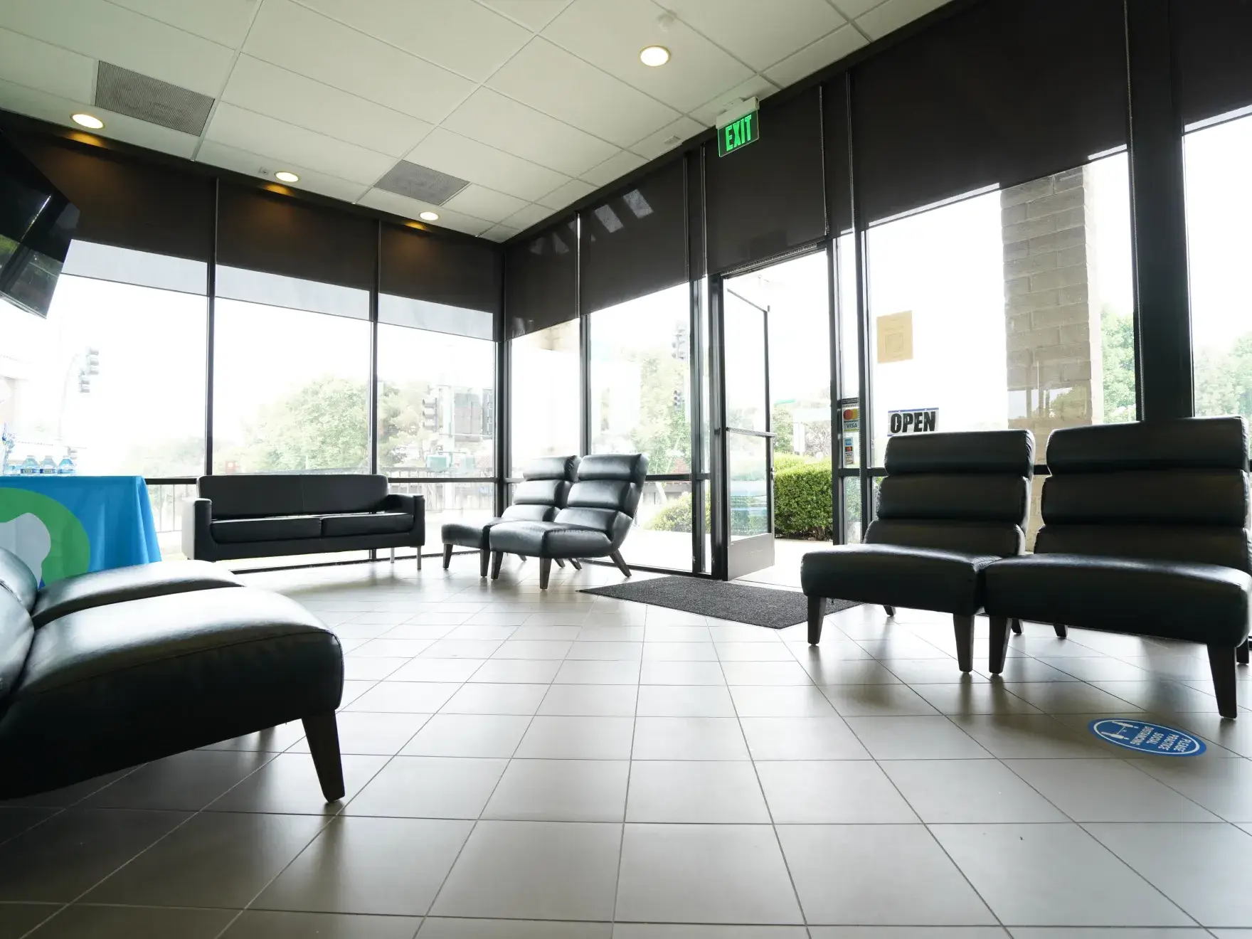 Relaxing waiting area at dental office