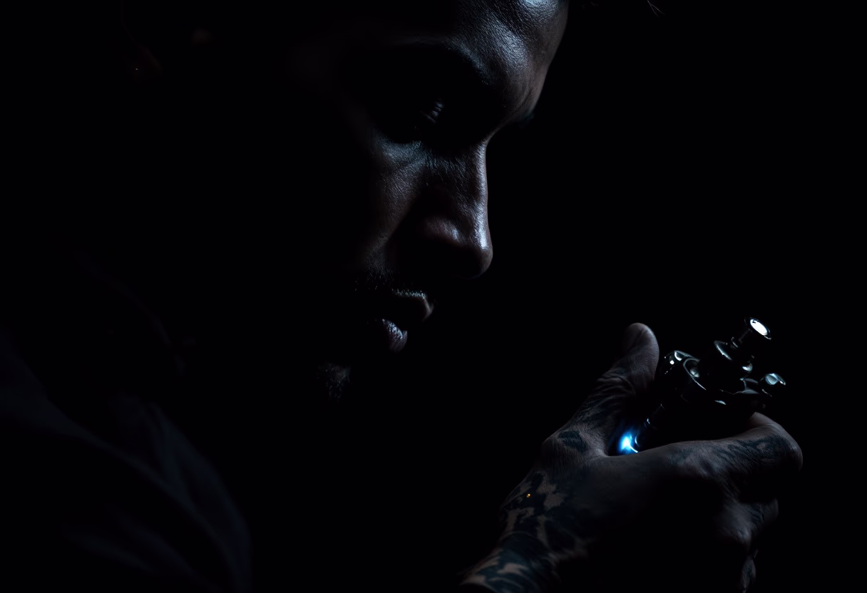 image of tattoo artist at work