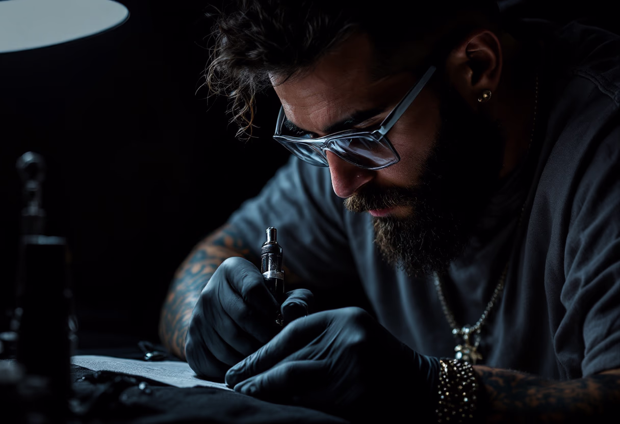image of tattoo artist at work